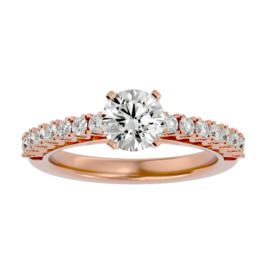 Timeless Round-Cut Diamond Pavé Engagement Ring