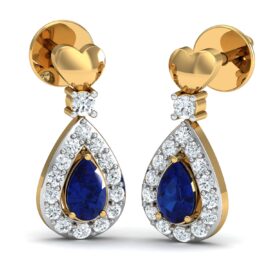 Pear-Shaped Sapphire Lab-Grown Diamond Halo Earrings