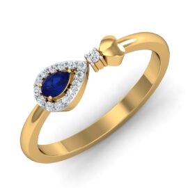 Pear-Shaped Sapphire Lab-Grown Diamond Halo Ring