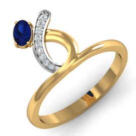 Elegant Lab-Grown Sapphire and Diamond Ring in 18K Gold