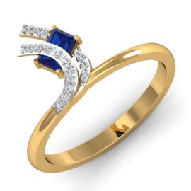 Sapphire & Lab-Grown Diamond Crossover Ring in 18K Gold