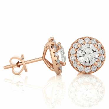 Tomatin Four <span class="diamond">Prong Halo Round 0.7ct Earrings</span>