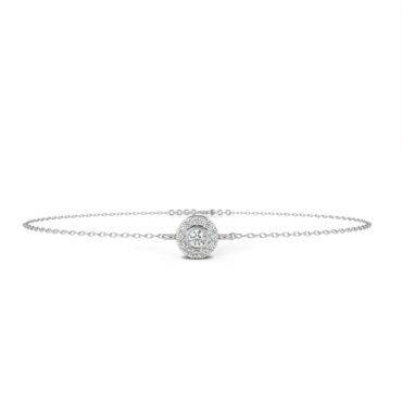 Shetland Round <span class="diamond">Halo Chain Link Bracelet</span>